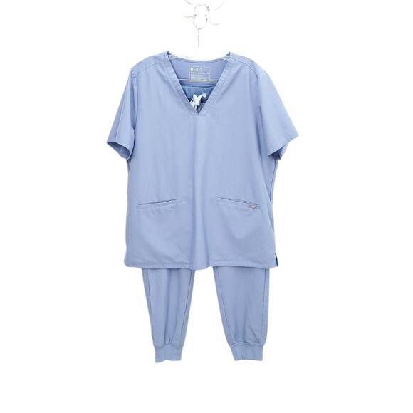 FIGS Set Limited Edition Light Blue Scrub Top And Scrub Bottoms Pants - Picture 1 of 16